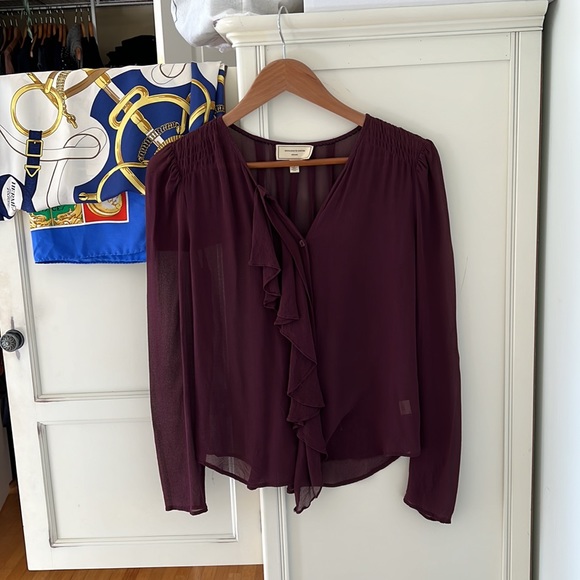 Anthropologie Purple Silk Blouse Top - Picture 3 of 8